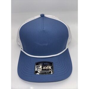 10 10 Hats 5 panel blue with white mesh white rope waterproof adjustable dry-fit